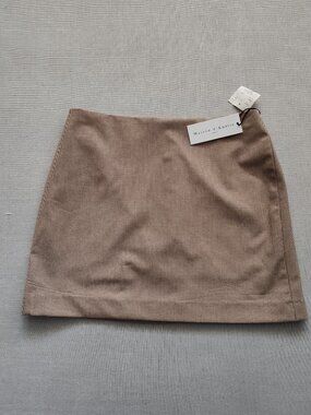 Maison d'Amélie Paris Mini Skirt NWT Tan Brown Micro Check Plaid Size S Small